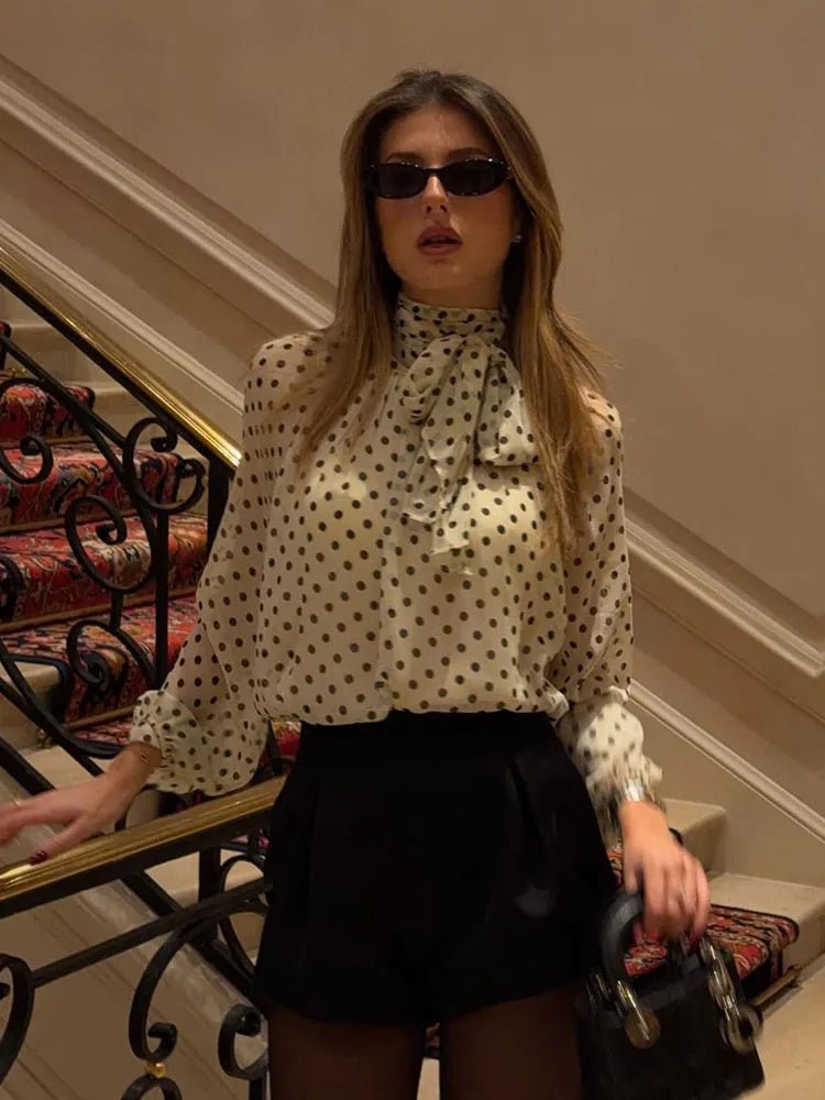 ZEYA - Cleo High Collar Polka Dot Blouse