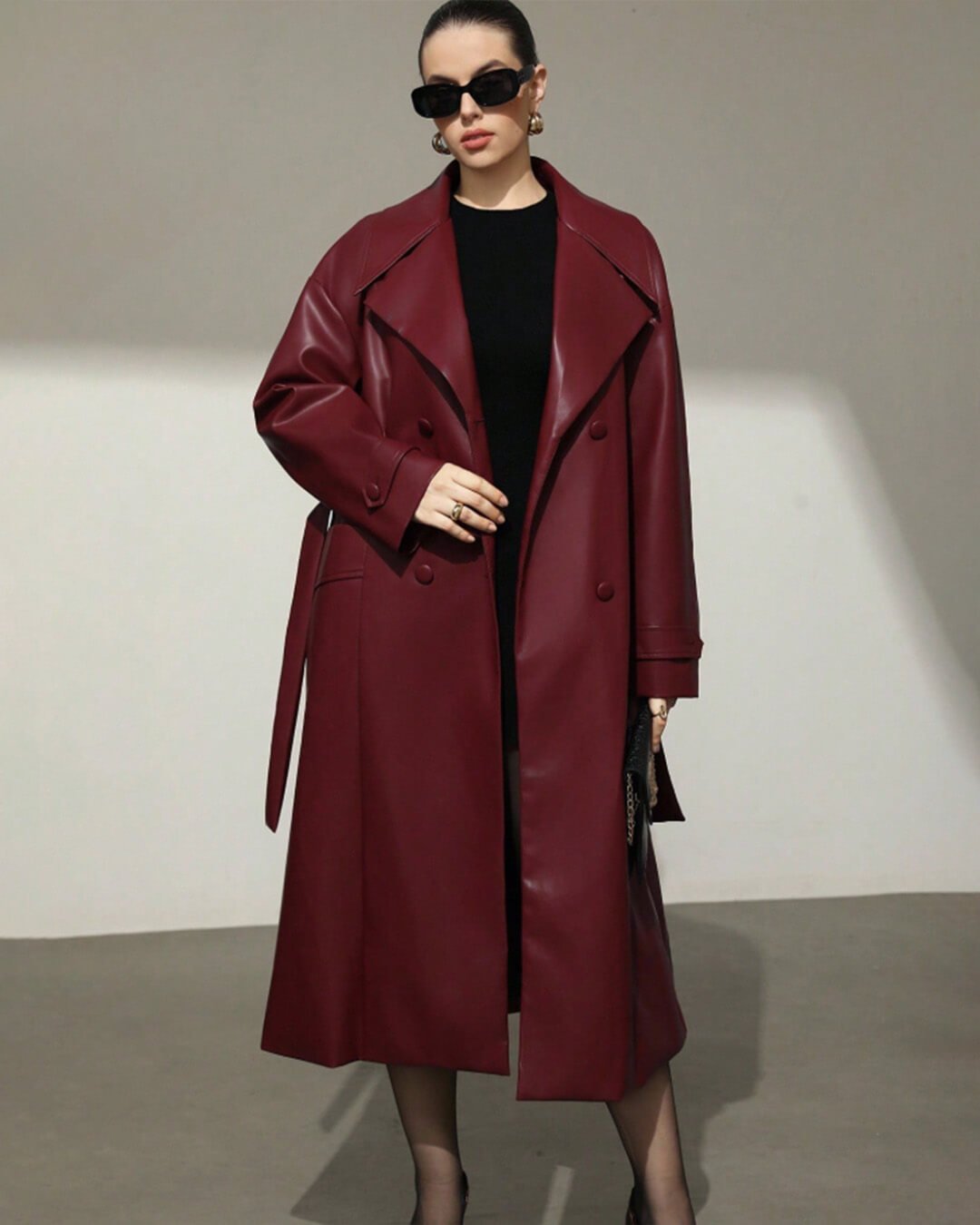 ZEYA - Connie Faux Leather Maxi Trench Coat
