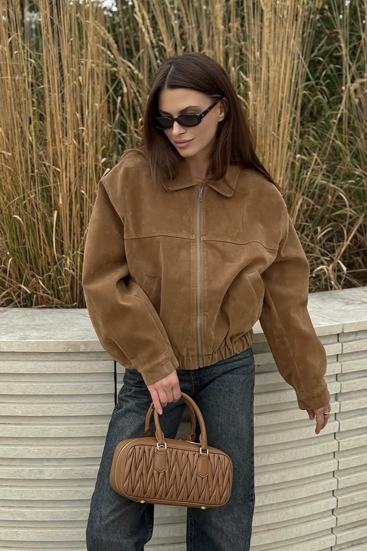 ZEYA - Daniela Suede Zip-Up Bomber Jacket