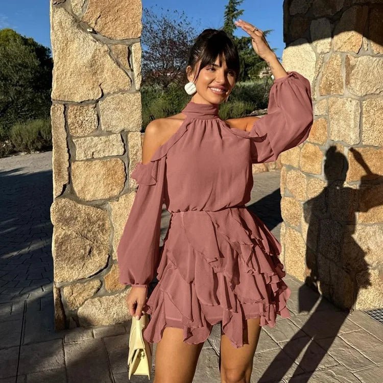 ZEYA - Delfina Halter Tiered Mini Dress