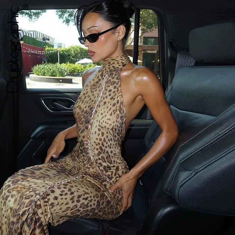 ZEYA - Denise Leopard Halter Maxi Dress