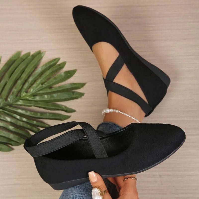 ZEYA - Denise Pointed Toe Cross-Strap Ballet Flats