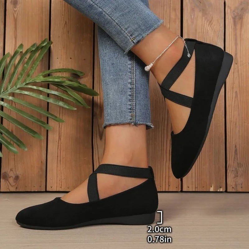 ZEYA - Denise Pointed Toe Cross-Strap Ballet Flats