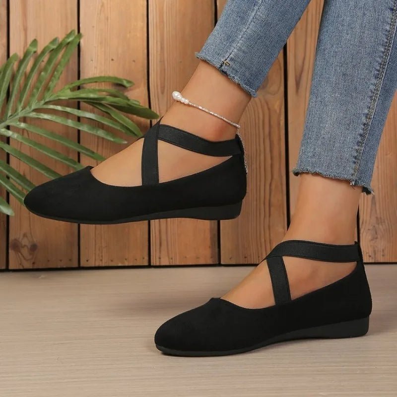 ZEYA - Denise Pointed Toe Cross-Strap Ballet Flats
