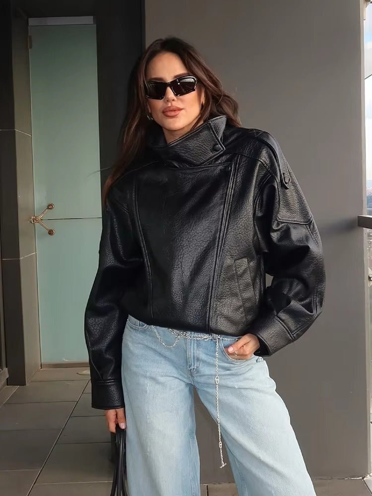 ZEYA - Dina Asymmetrical Leather Jacket