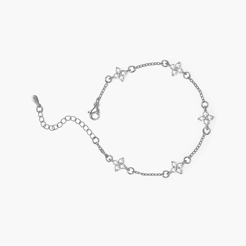ZEYA - Dina Rhinestone Flower Chain Bracelet