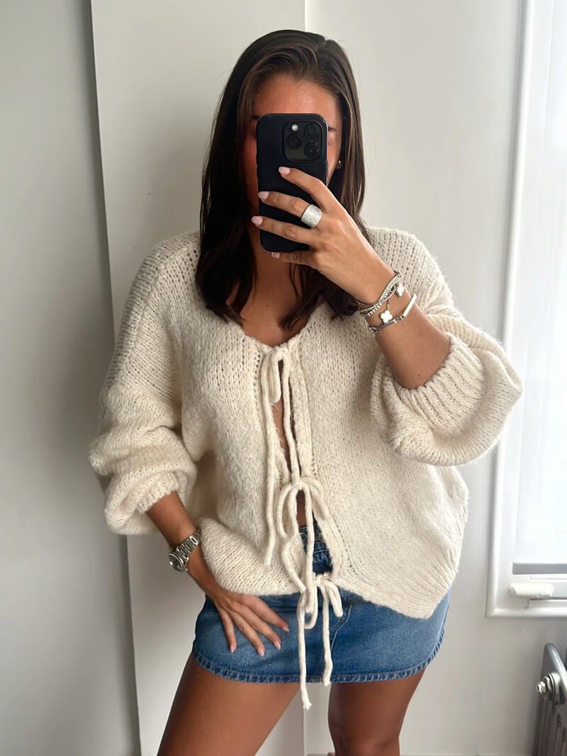 ZEYA - Emma Knit Cardigan with Bow Design