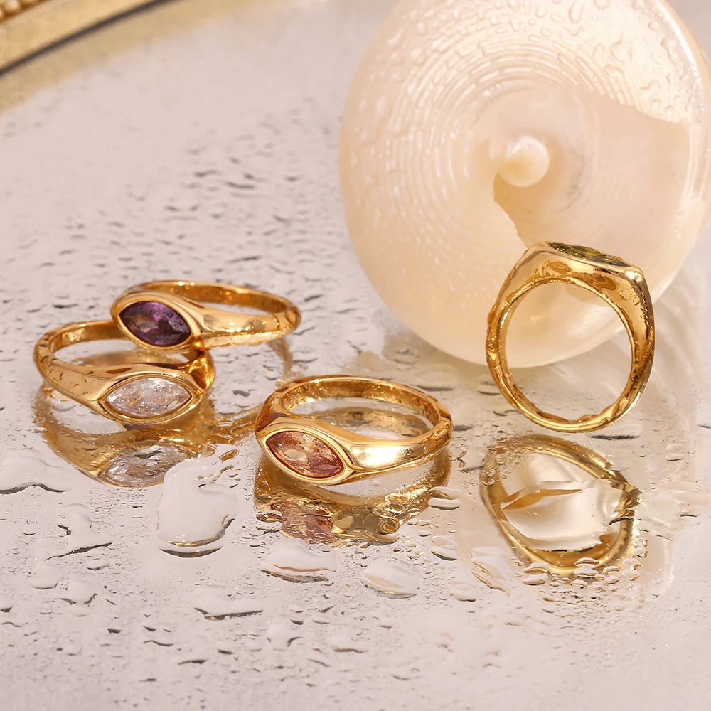 ZEYA - Emma Ring - Colorful Horse Eye Zircon Ring in Durable Hypoallergenic Steel