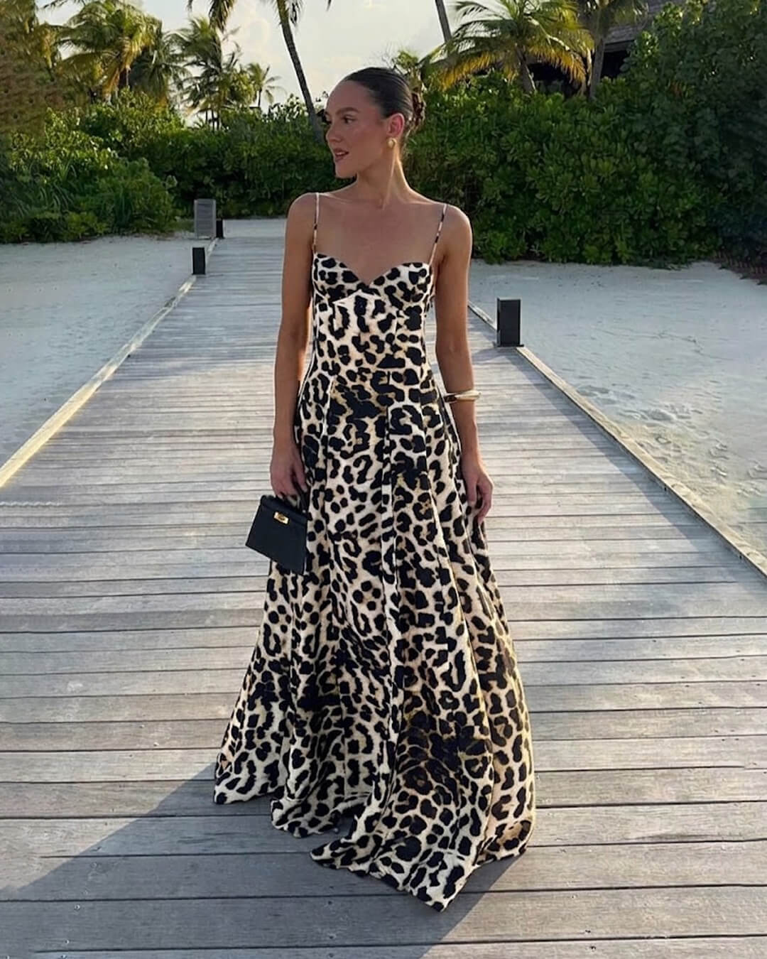 ZEYA - Enora Leopard Print Spaghetti Strap Maxi Dress