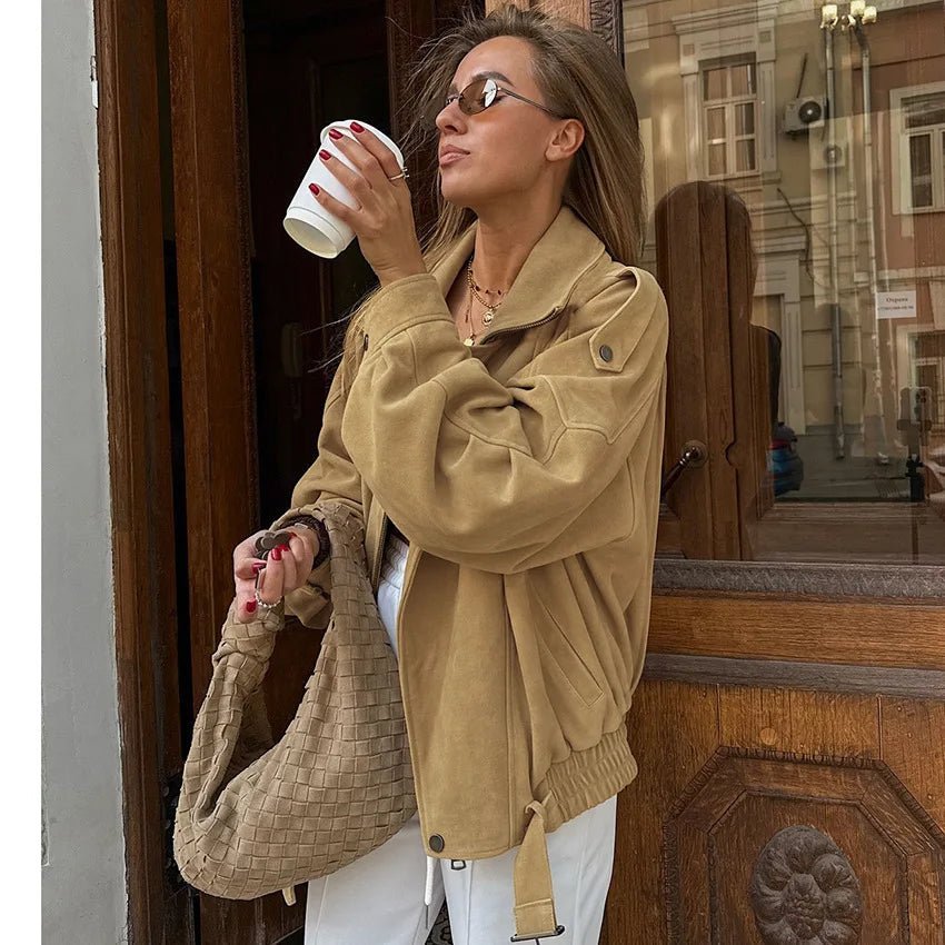 ZEYA - Erica Faux Suede Oversized Bomber Jacket