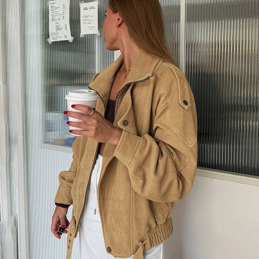 ZEYA - Erica Faux Suede Oversized Bomber Jacket