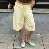 Evelyn stickade culotte-shorts med vida ben