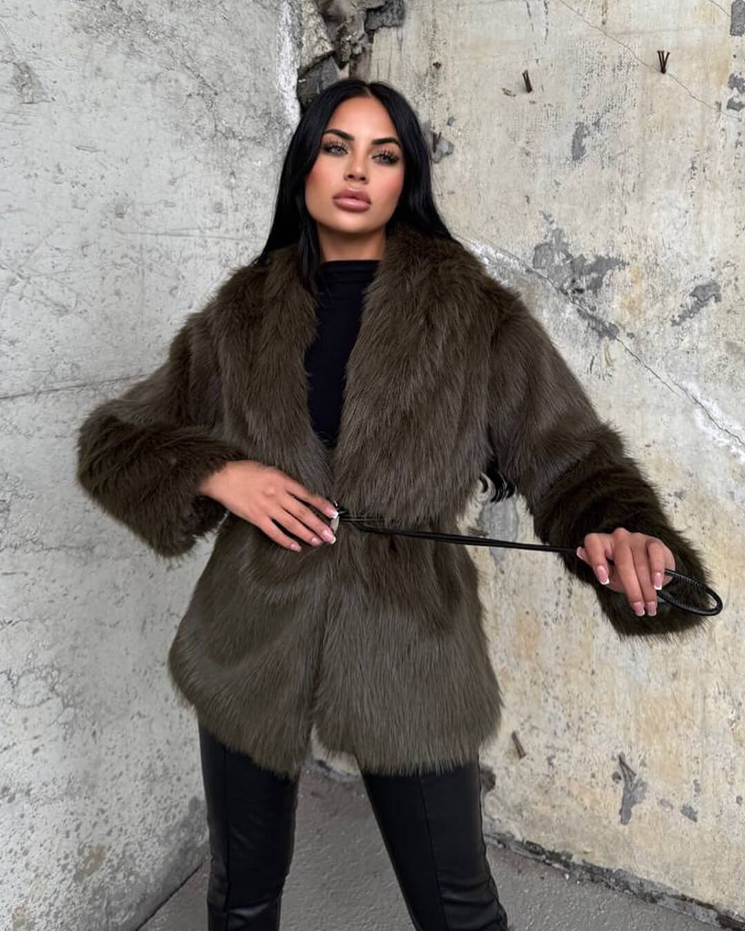 ZEYA - Feliz Faux Fur Coat with Belt