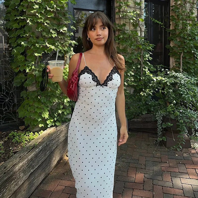 ZEYA - Fiora Lace Trim Polka Dot Dress