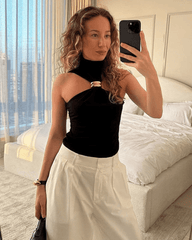 Gertrude Gold Accent Halter Top