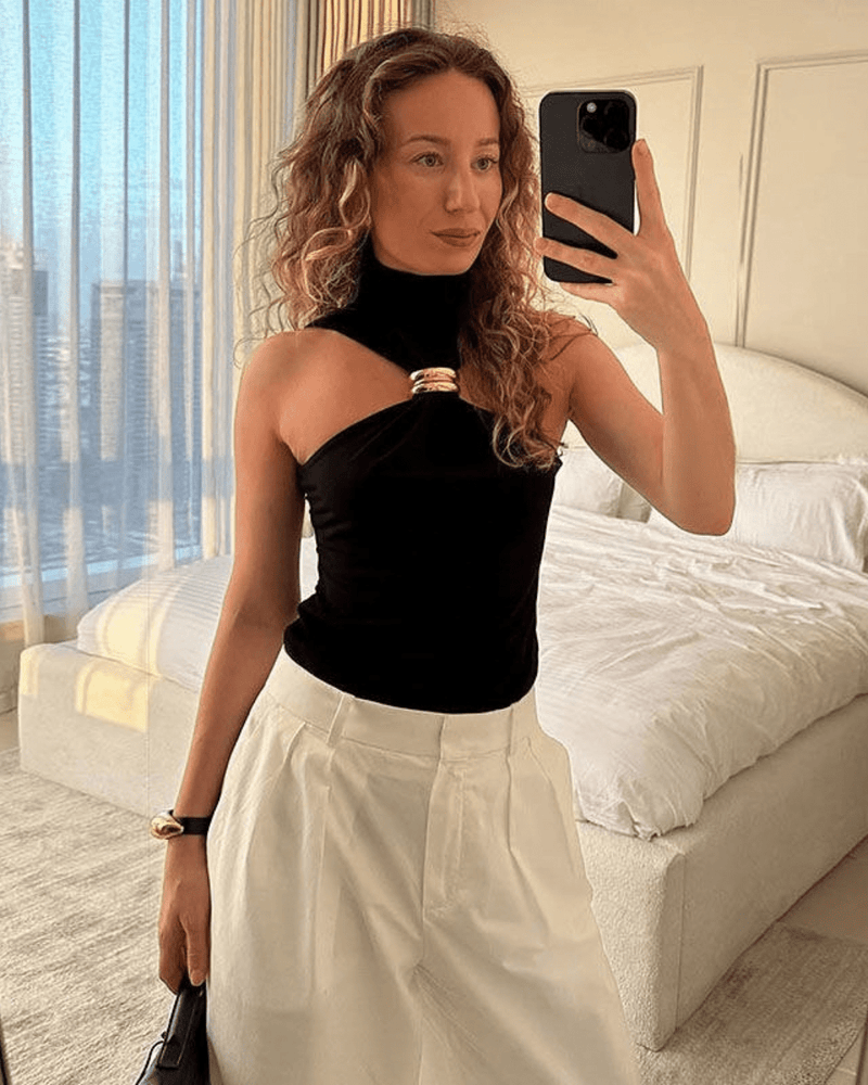 ZEYA - Gertrude Gold Accent Halter Top