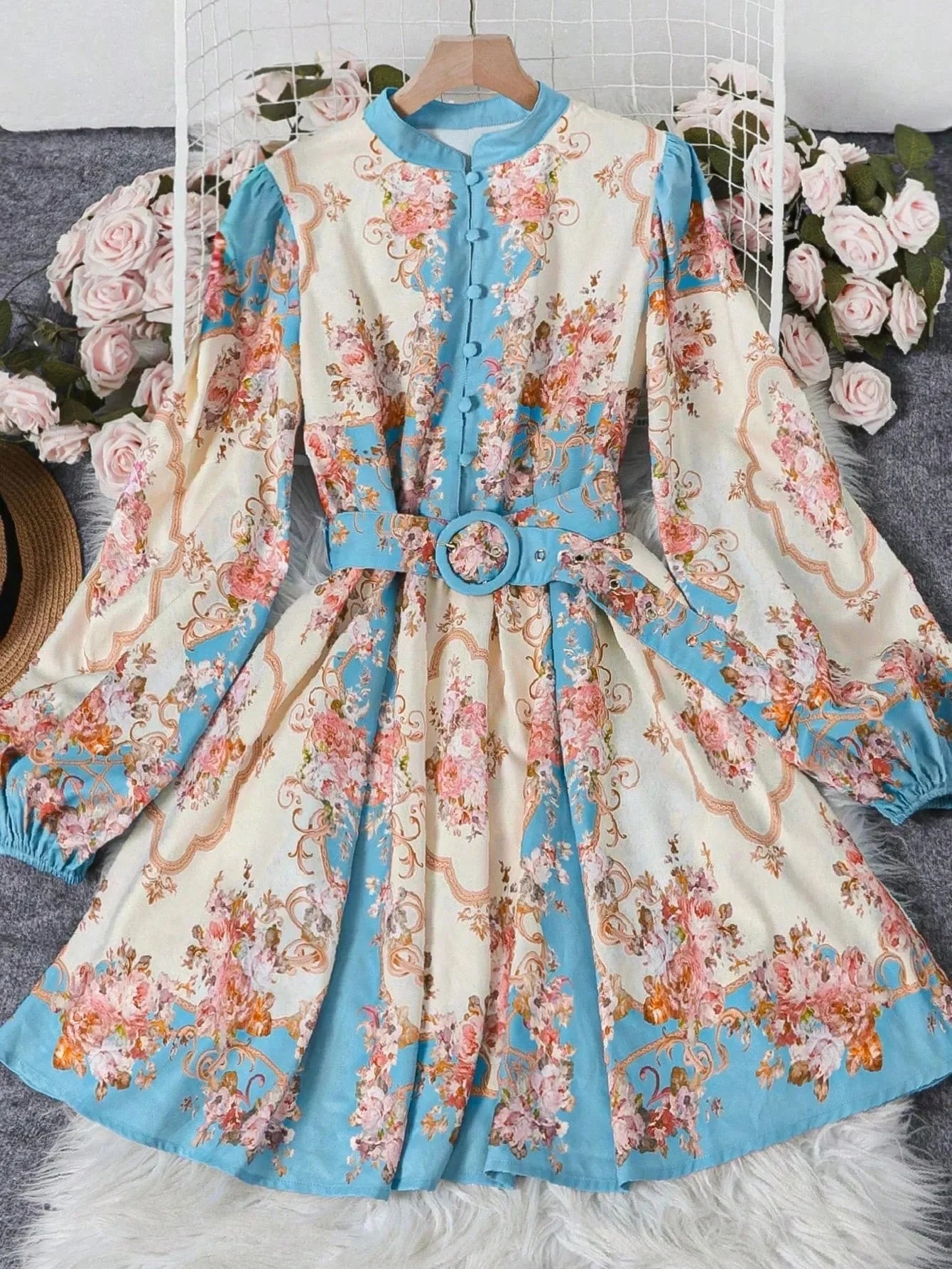 ZEYA - Gianna Belted Floral Midi Dress