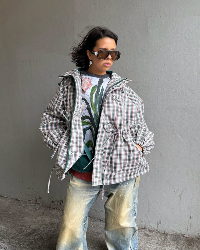 ZEYA - Gina Retro Plaid Hooded Jacket