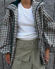 Gina retro rutig jacka med huva