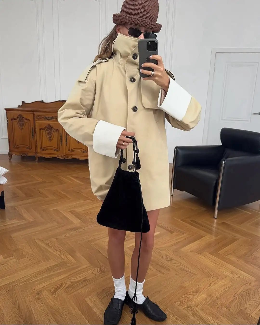 ZEYA - Glenda Contrast - Cuff Trench Jacket