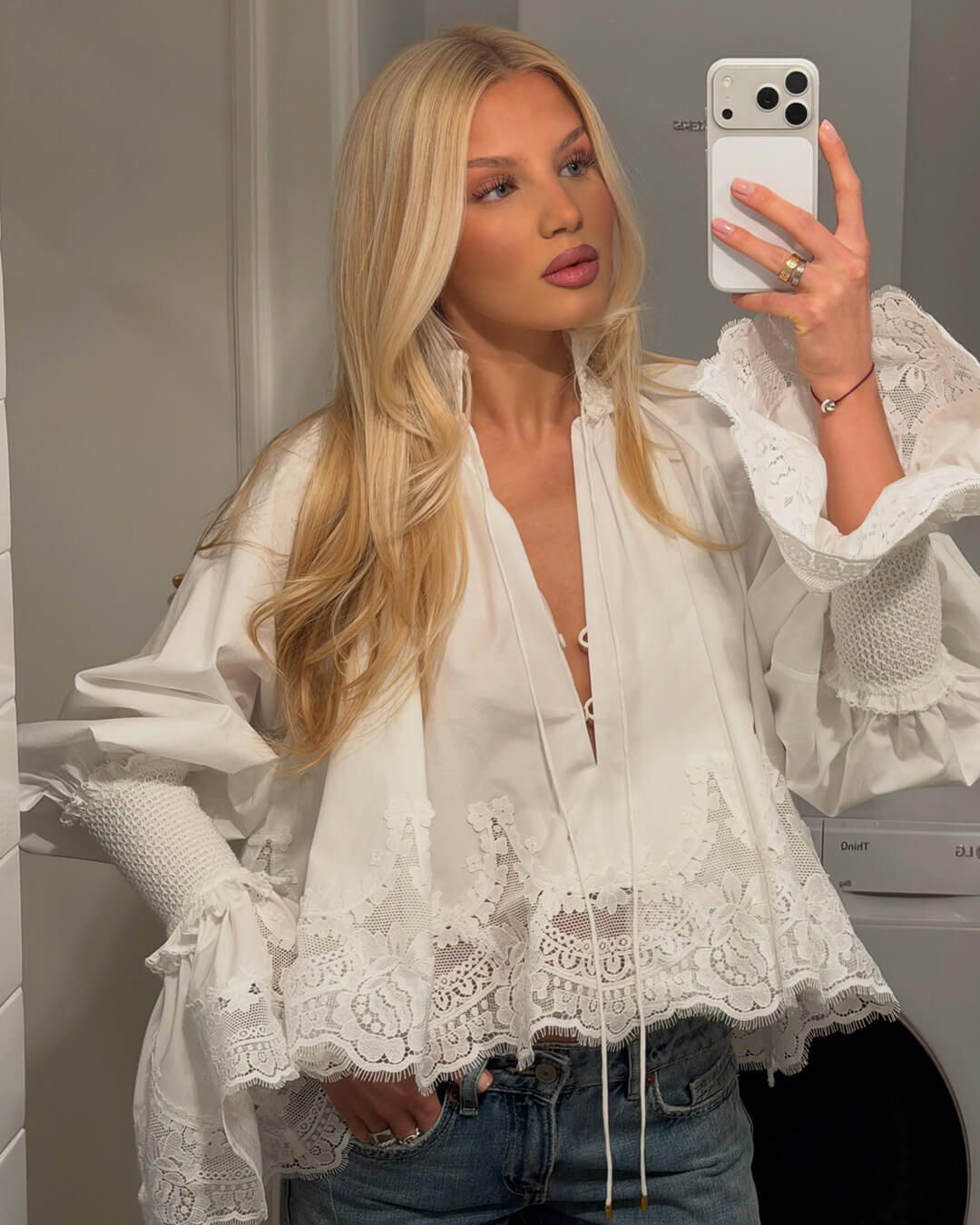 ZEYA - Gloria Embroidery Lace Trim Blouse