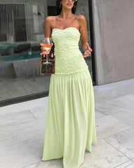 Goldie Strapless Floral Lace Maxi Dress