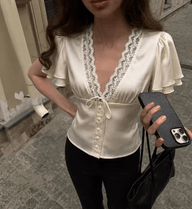 Greta Satin Button Blouse