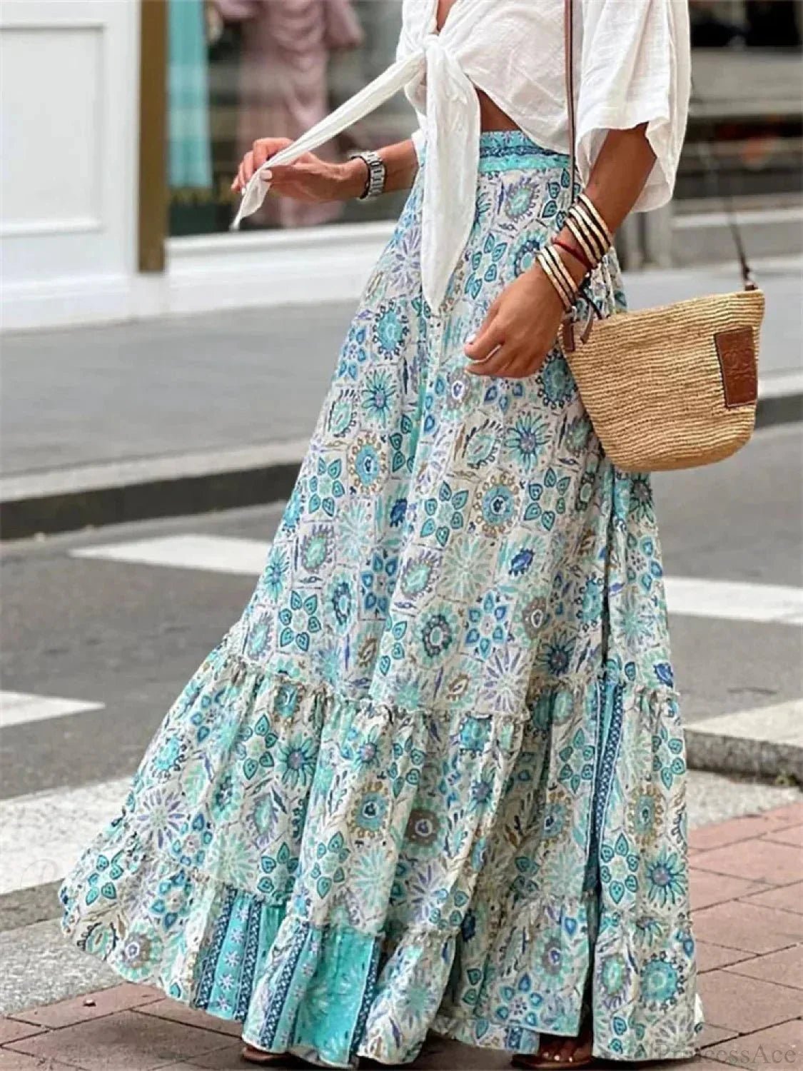 ZEYA - Imara Flowy Boho Print Ruffled Skirt