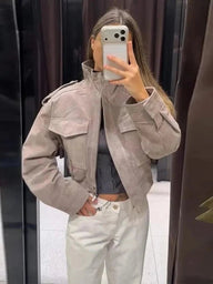 Jasmin jacka i fuskmocka, kort modell