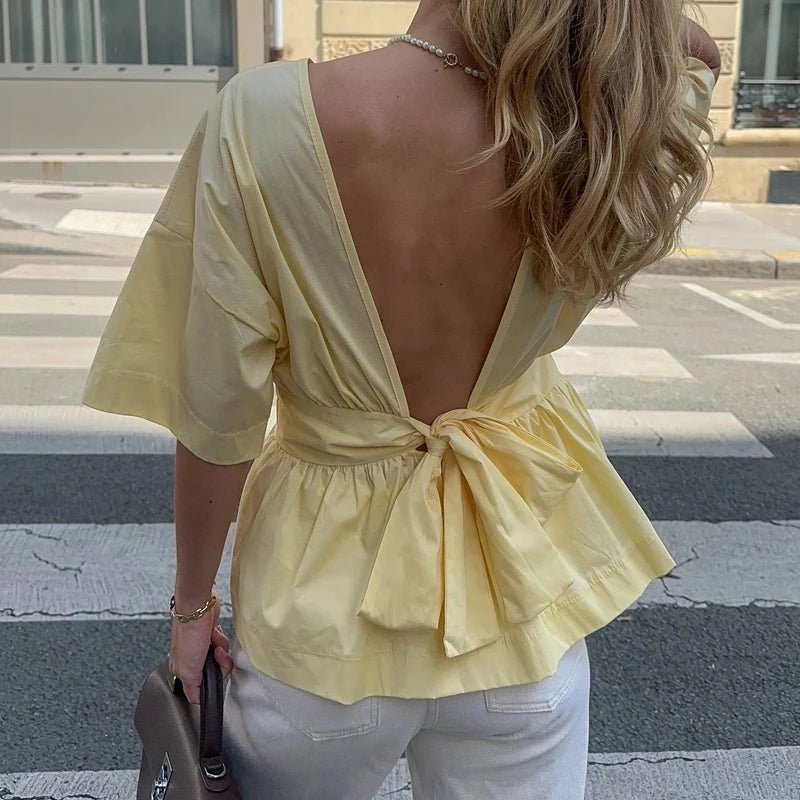 ZEYA - Jasmin Ruffled Backless Blouse