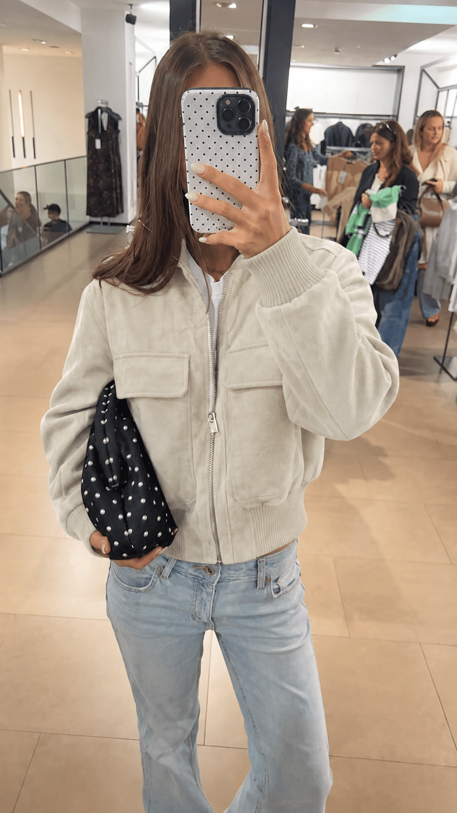 ZEYA - Jean Faux Suede Bomber Jacket