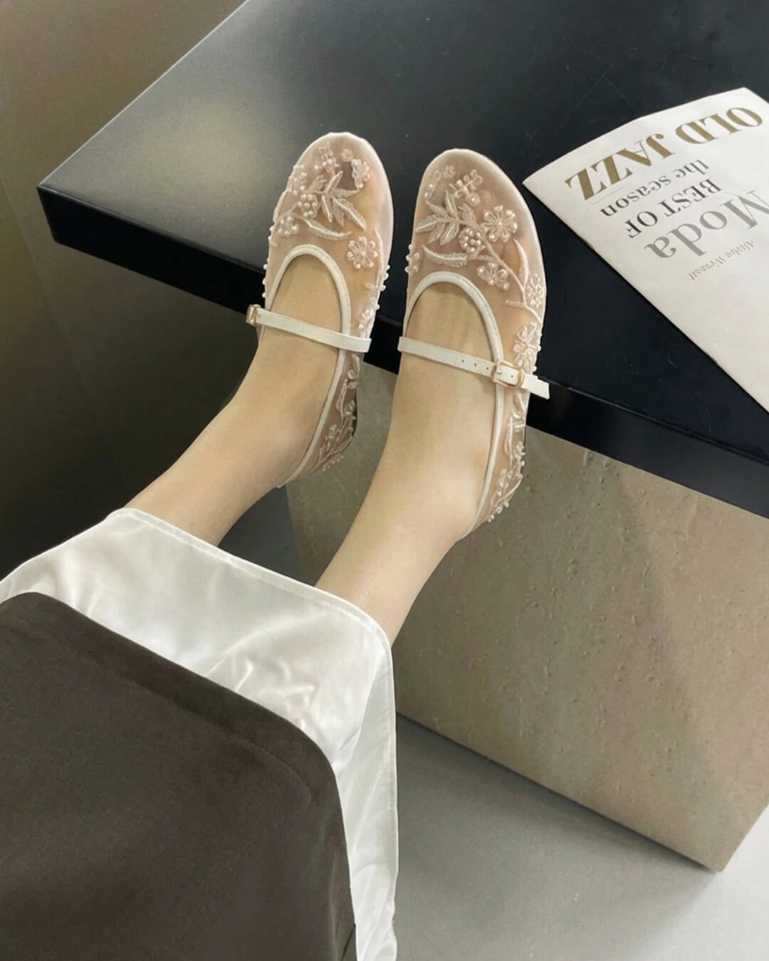 ZEYA - Jenny Beaded Mesh Ballet Flats