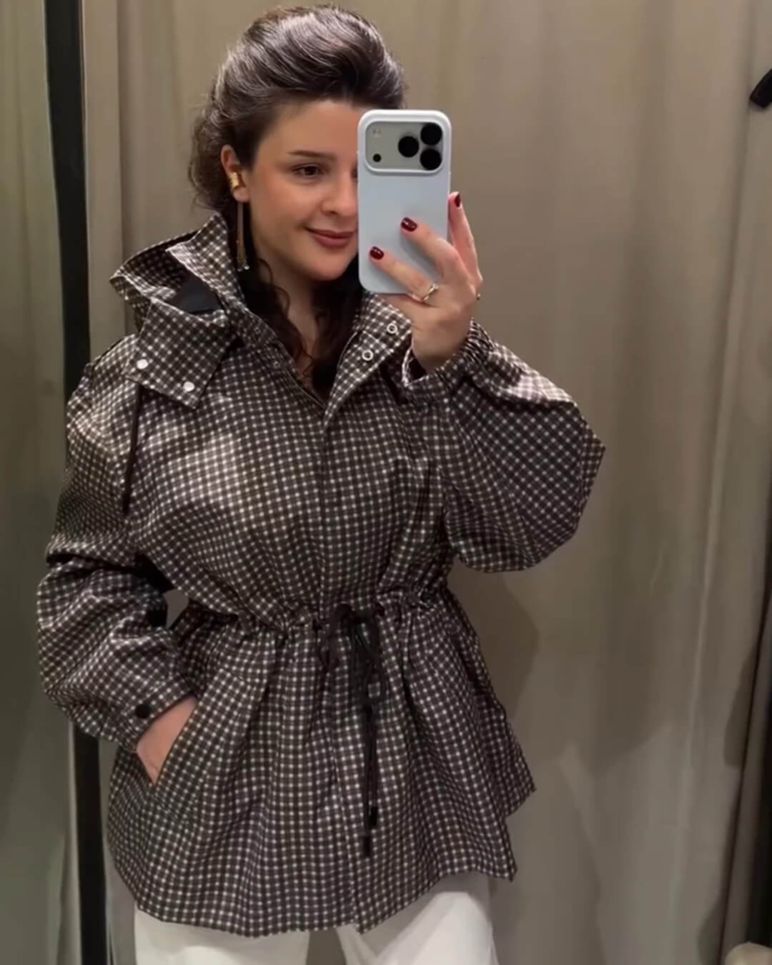 ZEYA - Jenny Plaid Hooded Windbreaker Jacket