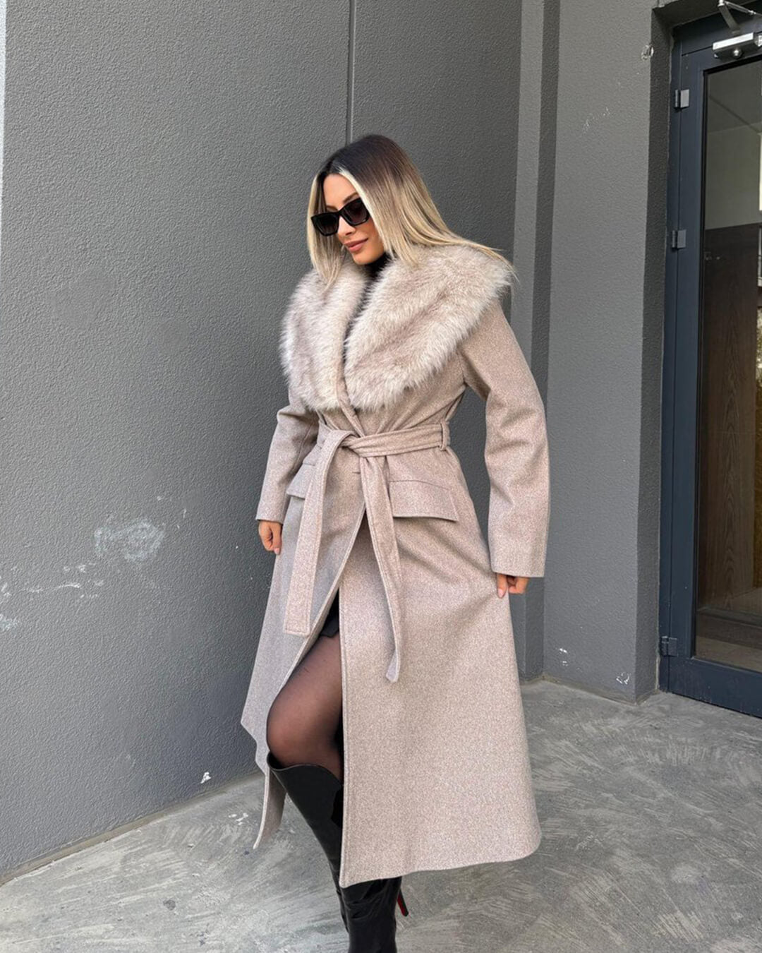 ZEYA - Josie Faux Fur Collar Maxi Coat