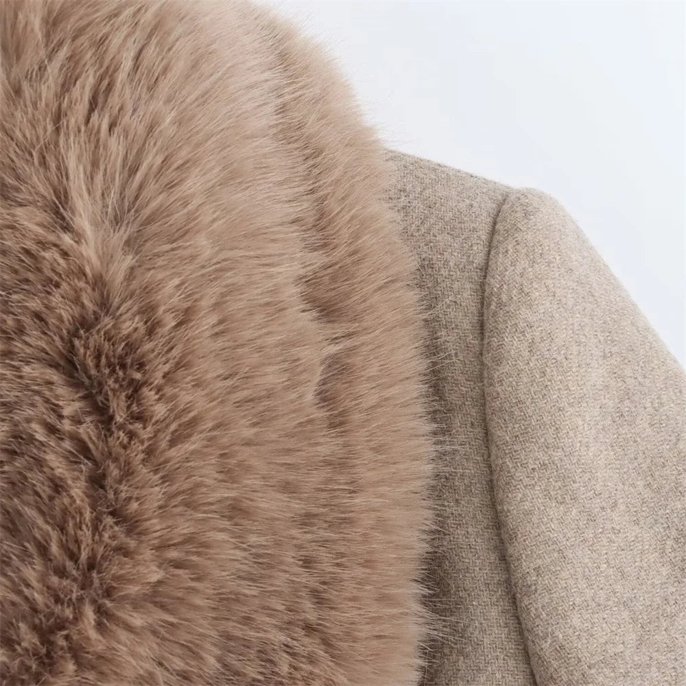ZEYA - Josie Faux Fur Collar Maxi Coat