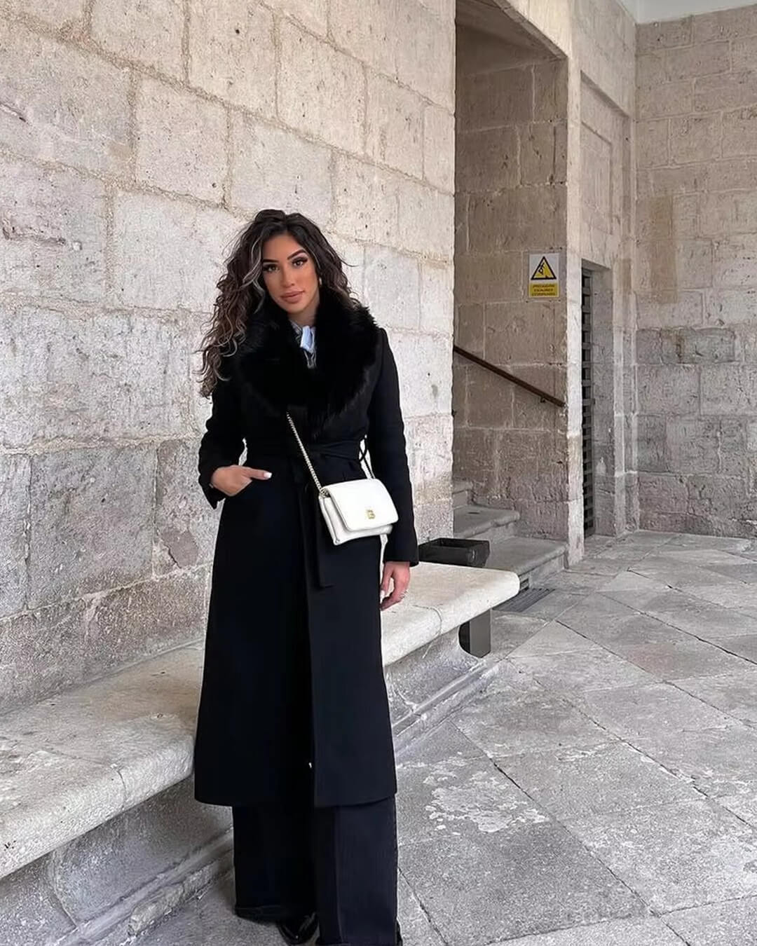 ZEYA - Josie Faux Fur Collar Maxi Coat