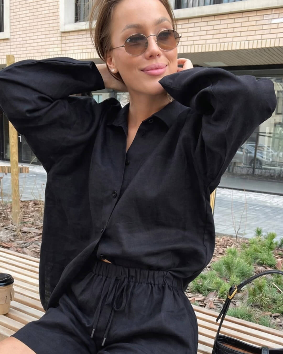 ZEYA - Katie Button-Down Drawstring Shorts Set