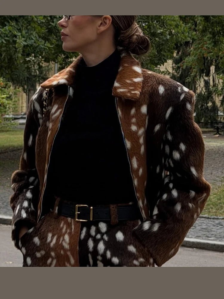 ZEYA - Lena Bambi Faux Fur Jacket and Shorts Set