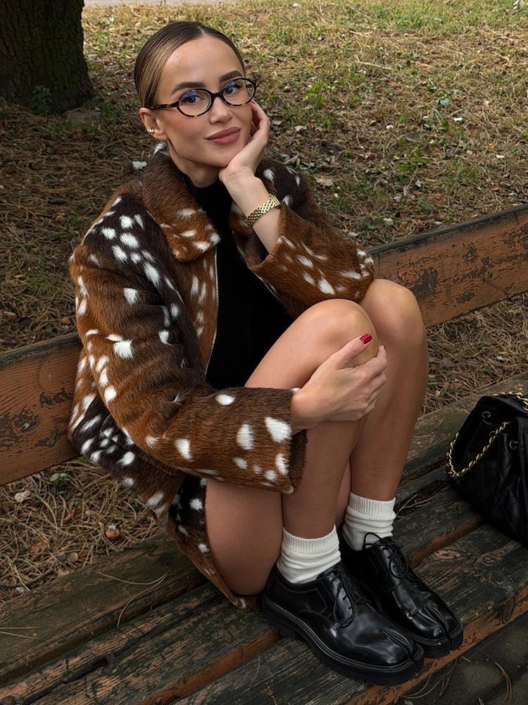 ZEYA - Lena Bambi Faux Fur Jacket and Shorts Set