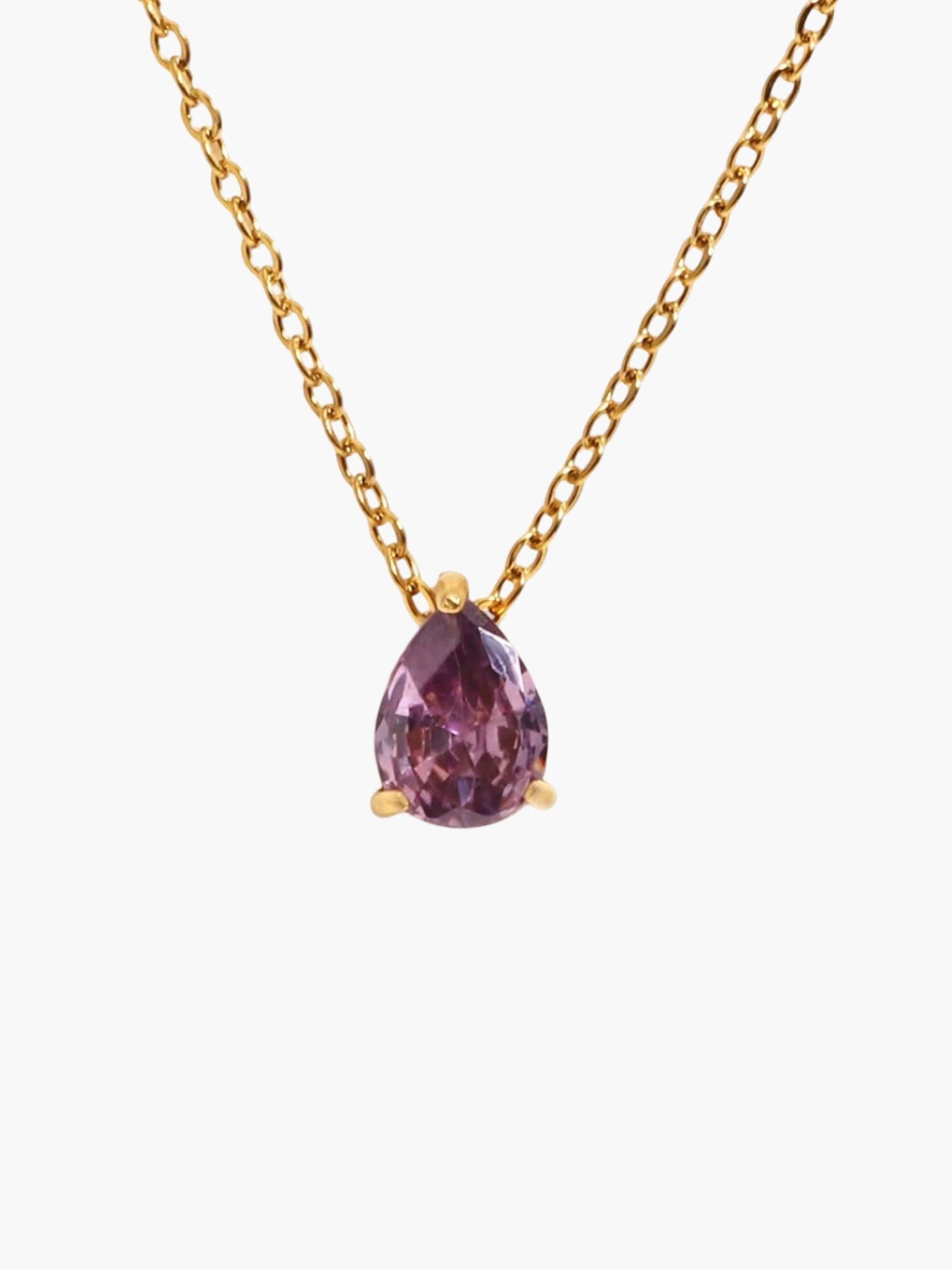 ZEYA - Lilith Necklace - Teardrop Pendant with Birthstone Zirconia Stones for Women