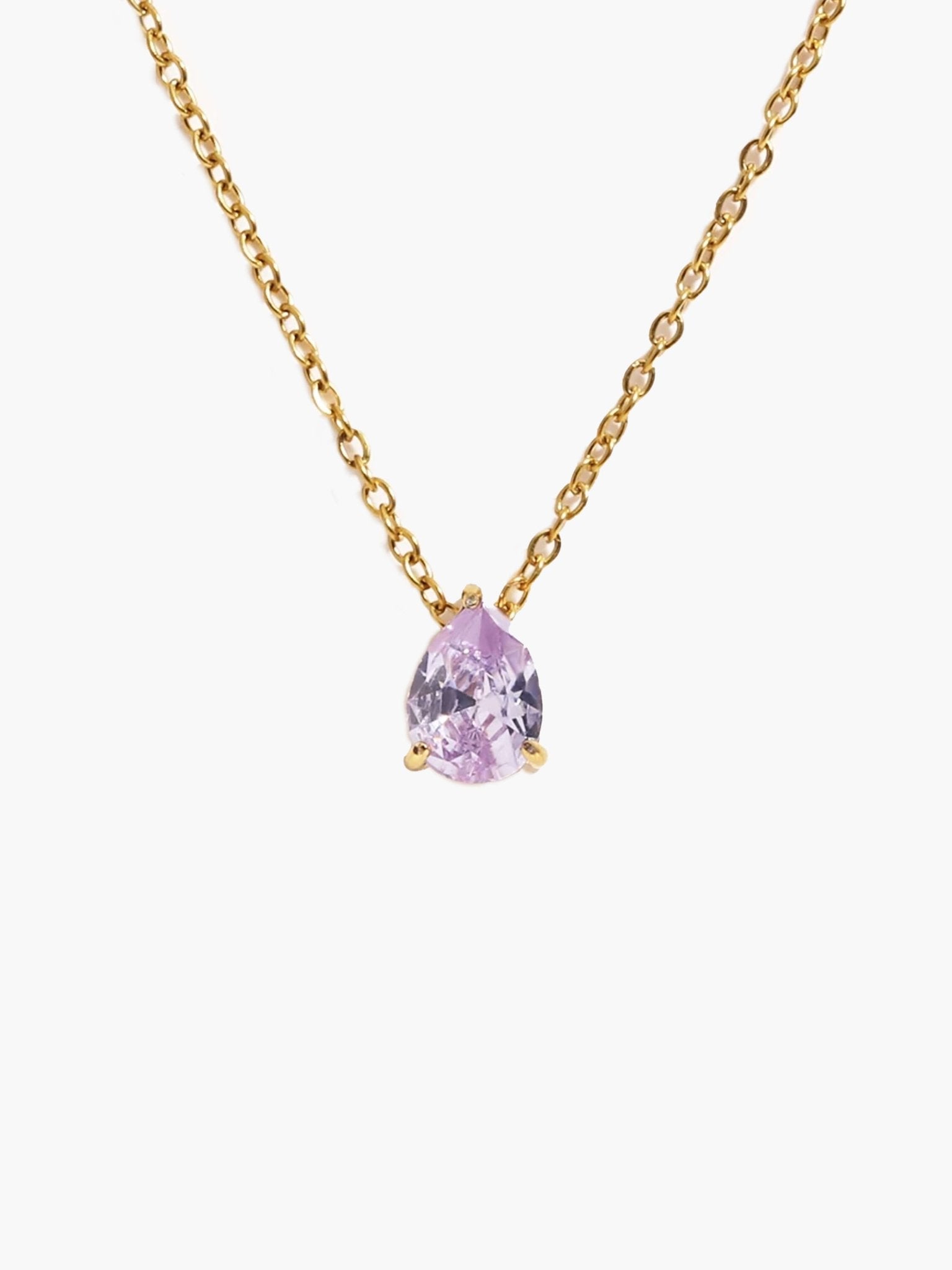 ZEYA - Lilith Necklace - Teardrop Pendant with Birthstone Zirconia Stones for Women