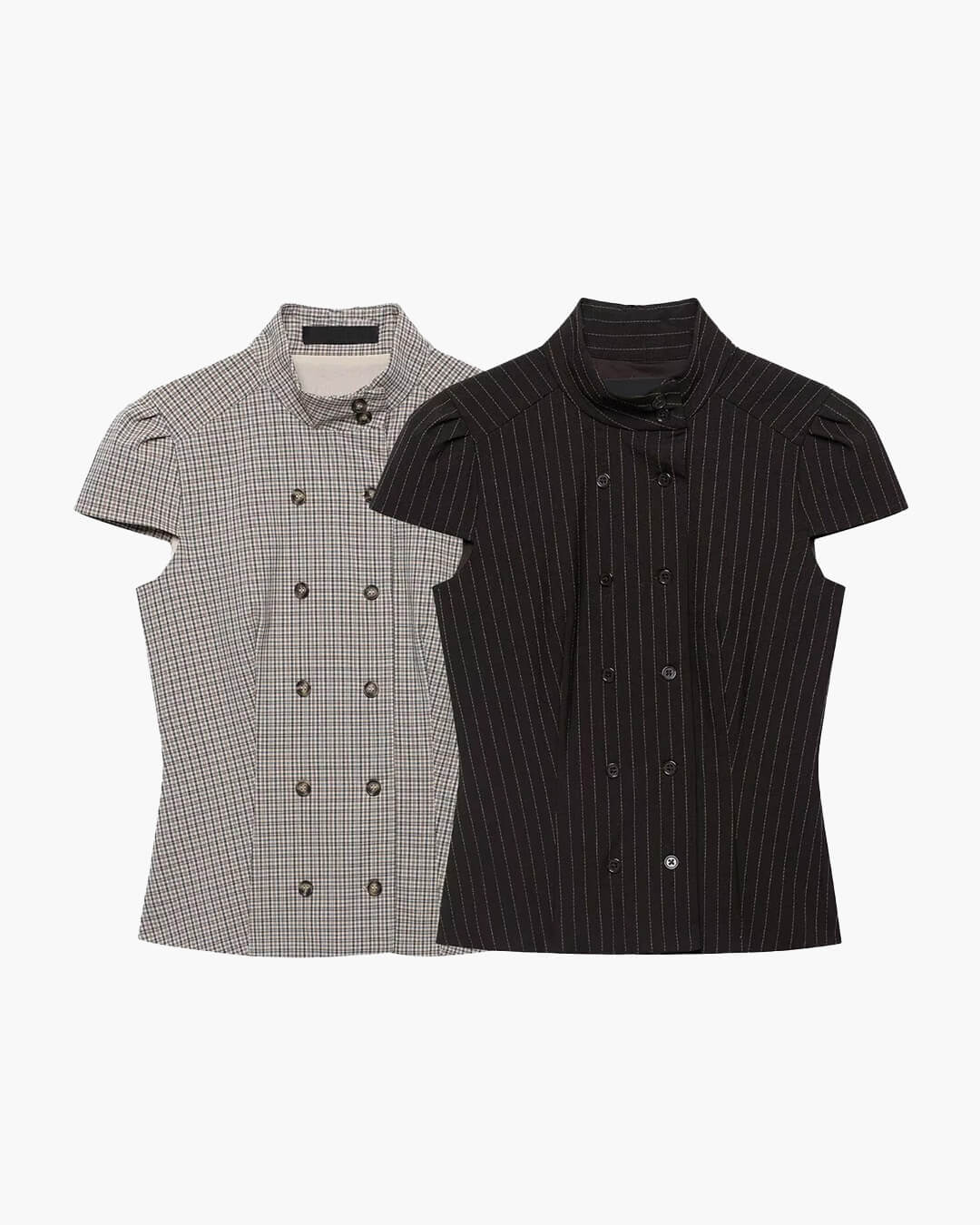 ZEYA - Lola Plaid High Neck Fitted Blouse
