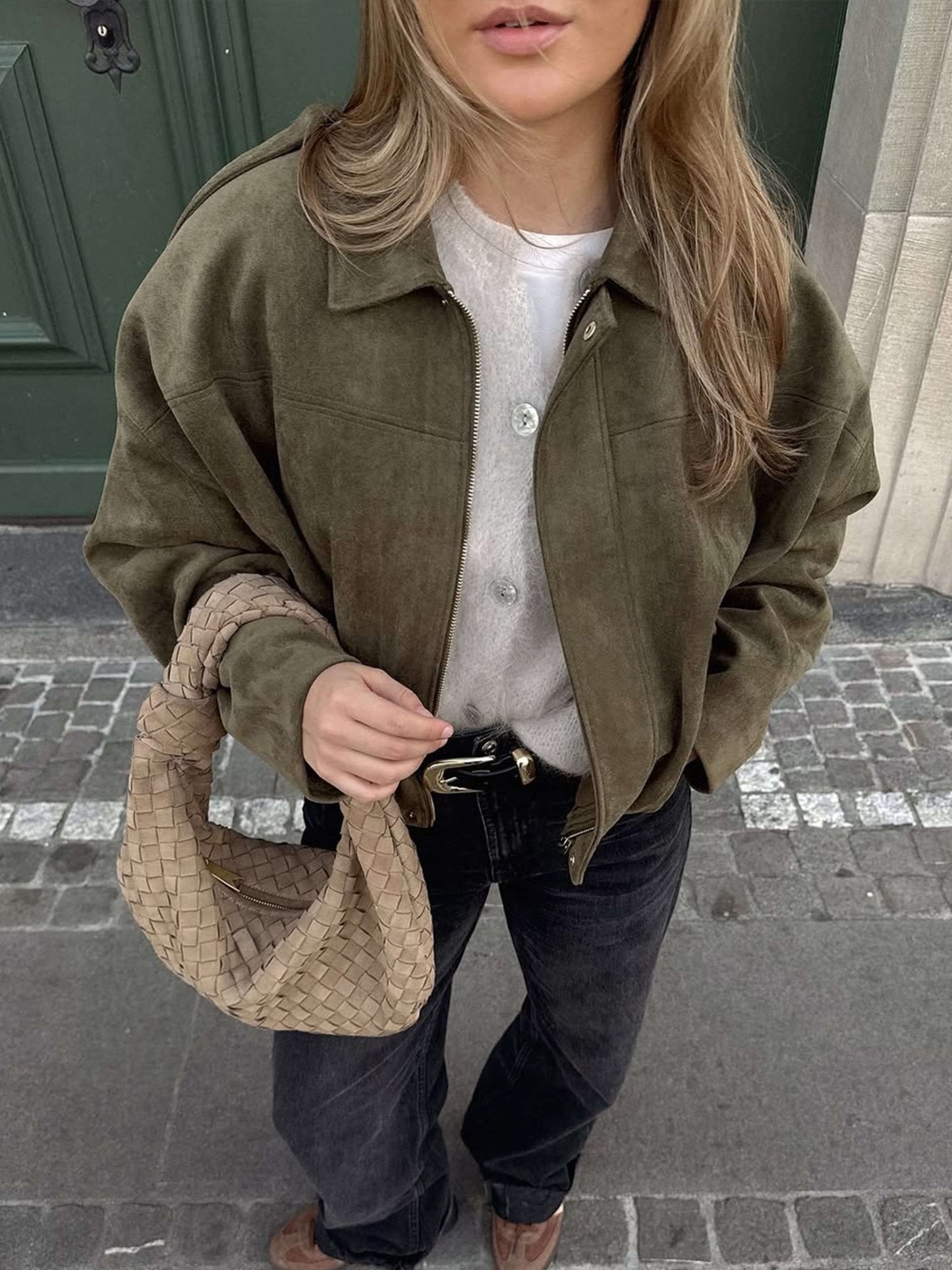 ZEYA - Lori Suede Bomber Jacket