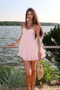 Maisie Off Shoulder Chiffon Miniklänning
