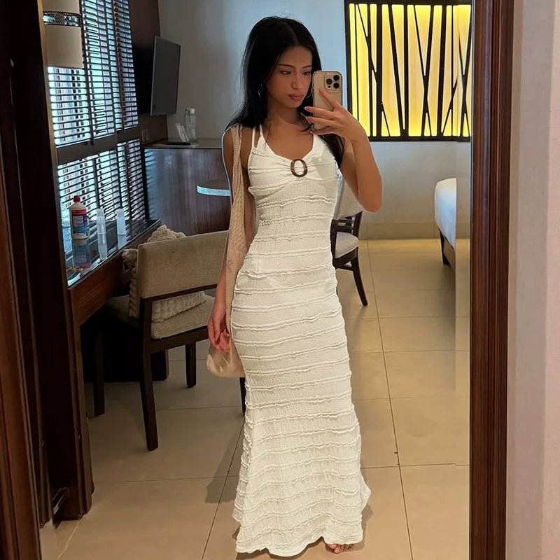 ZEYA - Margot Ruffle Halter Maxi Dress