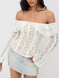 Matilda off-shoulder spetsdekor topp