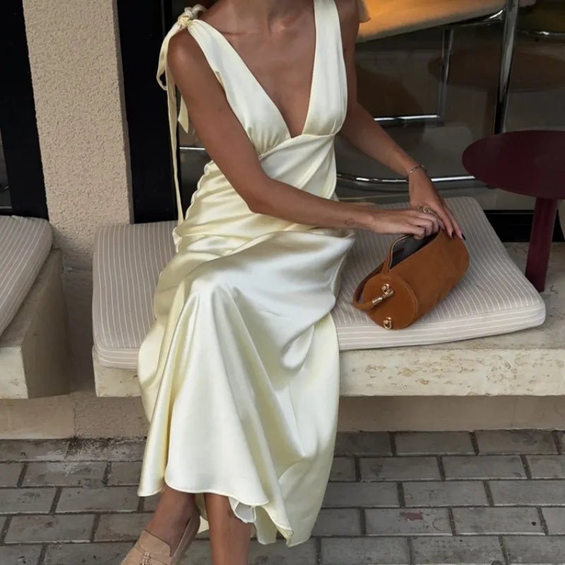 ZEYA - Melanie Satin Tie Strap Maxi Dress