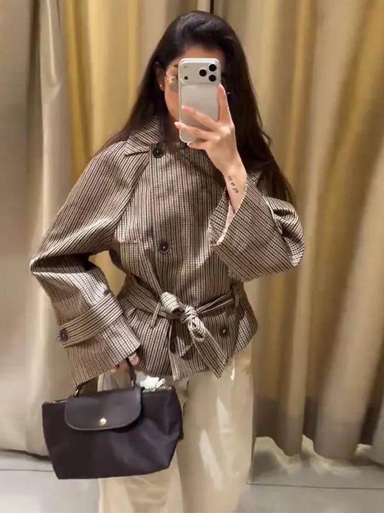 ZEYA - Melissa Plaid Belted Trench Coat