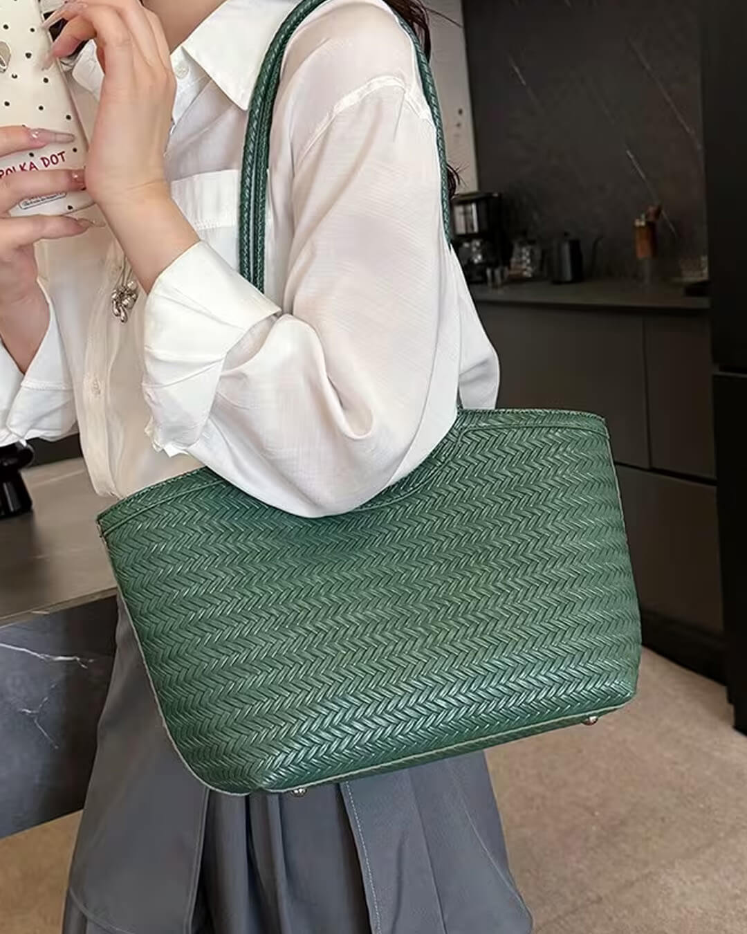 ZEYA - Mica Woven Faux Leather Bag