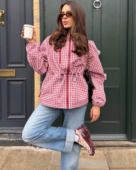 Miriam rutig trenchcoat med huva